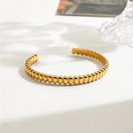 Load image into Gallery viewer, Nola Gold Ribbed Cuff Bracelet