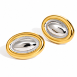 Load image into Gallery viewer, Willow Two-Tone Oval Statement Earrings