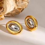 Load image into Gallery viewer, Willow Two-Tone Oval Statement Earrings
