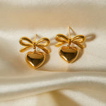 Load image into Gallery viewer, Fleur Bow &amp; Heart Earrings
