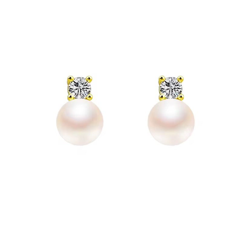 Zirri Crystal Pearl Stud Earrings