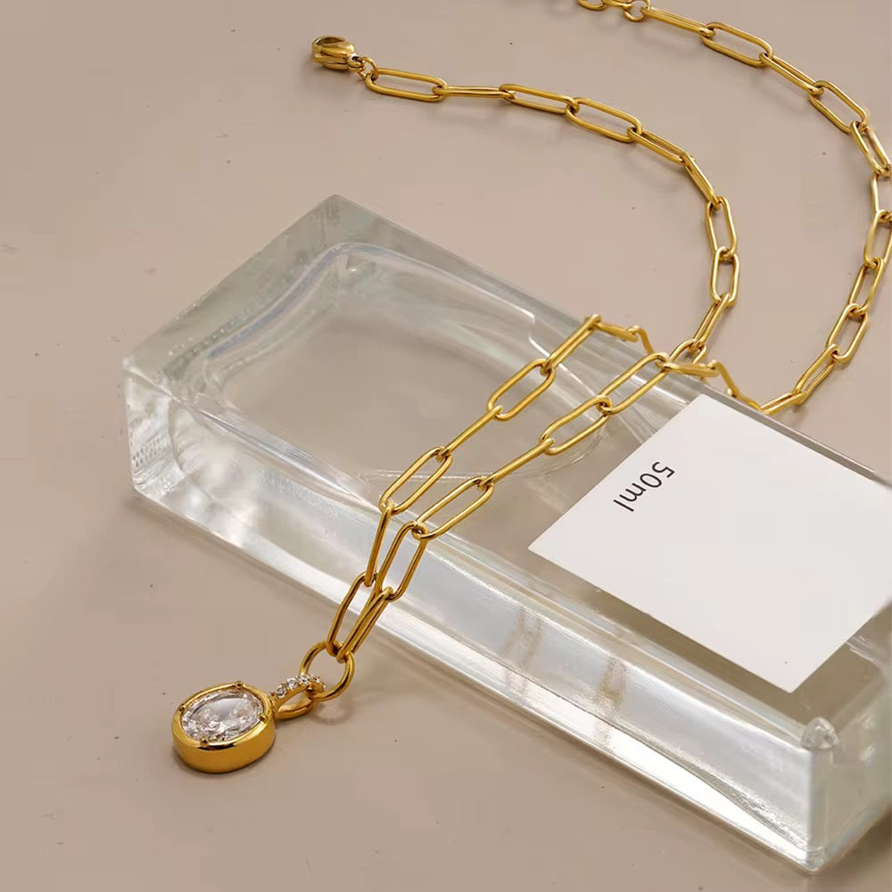 Alina crystal link pendant necklace