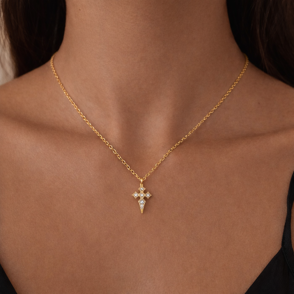 Leni Crystal Cross Pendant Necklace