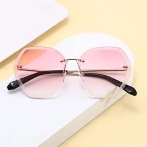 malia oversized rimless sunglasses pink gradient in Nigeria